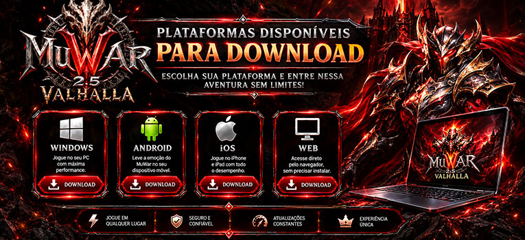 PLATAFORMAS DISPONIVEIS MU WAR 2.0 VALHALLA
